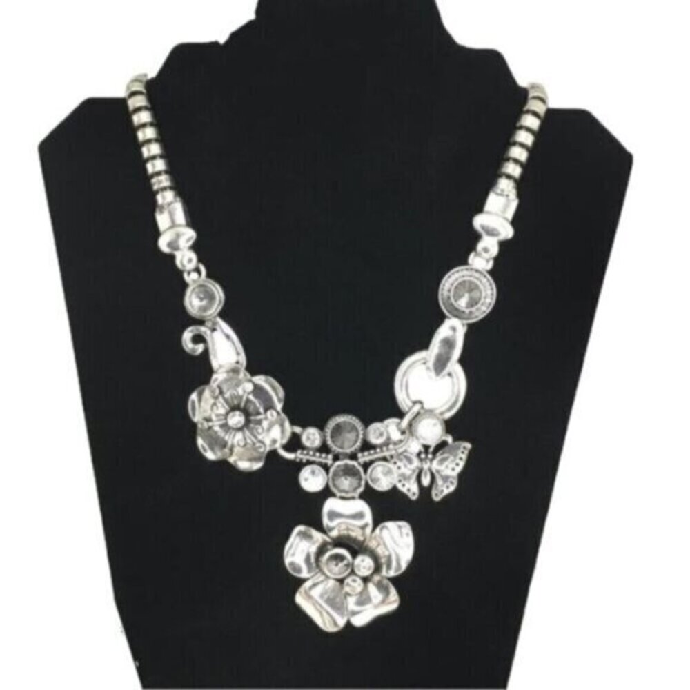 Vintage Art Nouveau Steam Punk Chunky Floral Botanical Grandeur Necklace